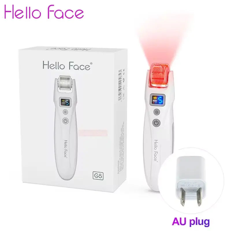 Hello Face Derma Roller G5 - 540 Needle Titanium Roller & EMS LED Light Therapy Device - ZIOR LONDON