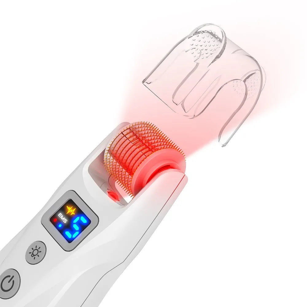 Hello Face Derma Roller G5 - 540 Needle Titanium Roller & EMS LED Light Therapy Device - ZIOR LONDON