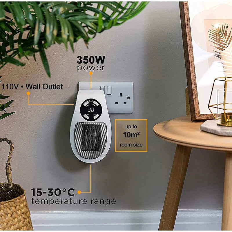 Portable Electric Wall Heater Fan - Compact Home Heating Solution - ZIOR LONDON