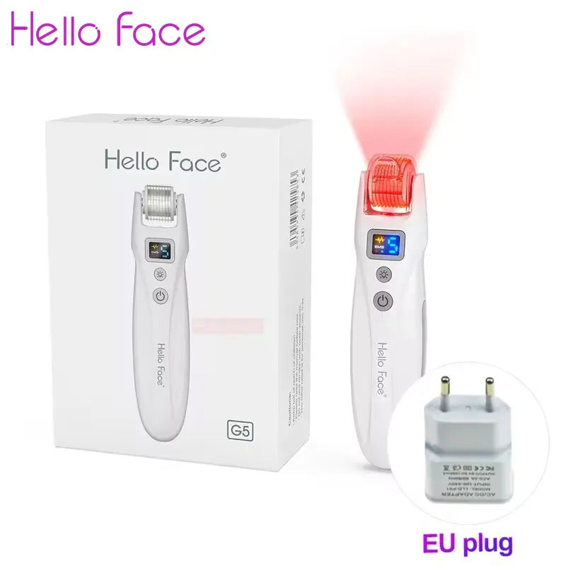 Hello Face Derma Roller G5 - 540 Needle Titanium Roller & EMS LED Light Therapy Device - ZIOR LONDON