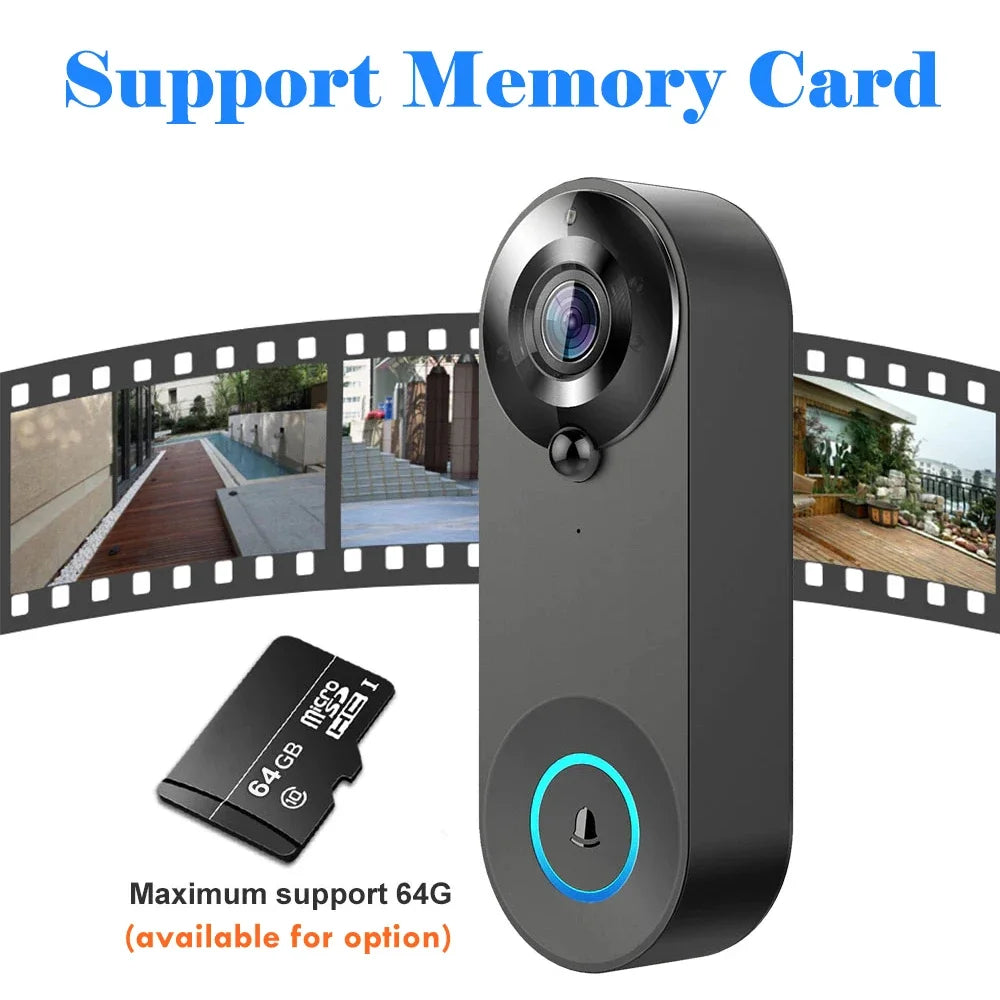 Smart 1080P WiFi Doorbell Camera: Security Intercom with PIR Motion Detection - ZIOR LONDON