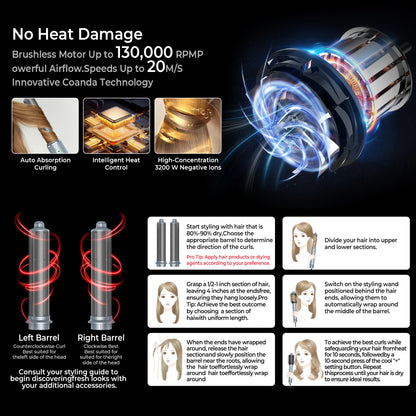 5-in-1 High-Speed Hair Dryer Brush & Curler | Ionic Hot Air Styling Comb - ZIOR LONDON