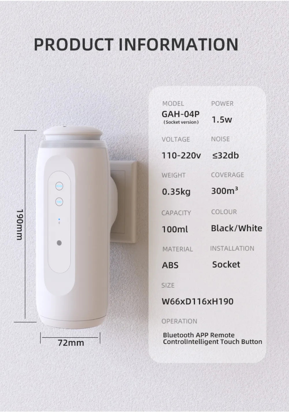 Smart Bluetooth Waterless Essential Oil Diffuser - Wall Plug Aroma Scent Machine - ZIOR LONDON