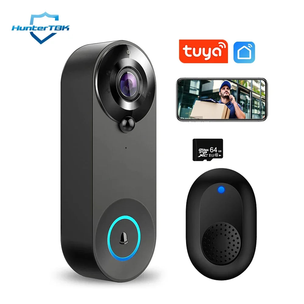 Smart 1080P WiFi Doorbell Camera: Security Intercom with PIR Motion Detection - ZIOR LONDON