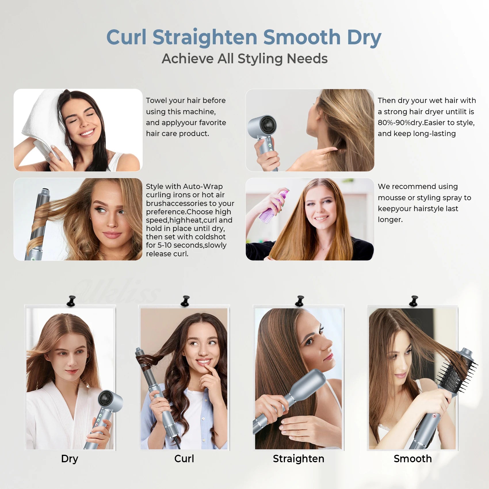 5-in-1 High-Speed Hair Dryer Brush & Curler | Ionic Hot Air Styling Comb - ZIOR LONDON