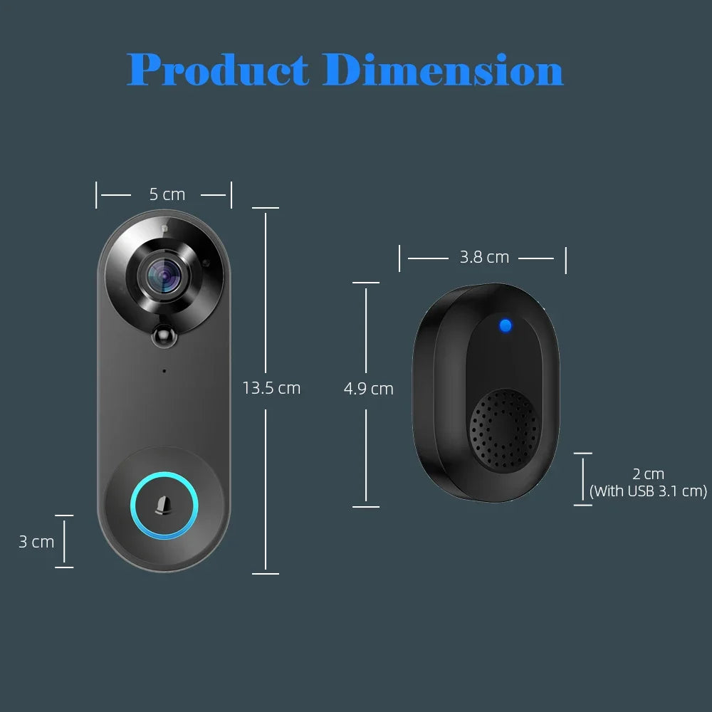 Smart 1080P WiFi Doorbell Camera: Security Intercom with PIR Motion Detection - ZIOR LONDON