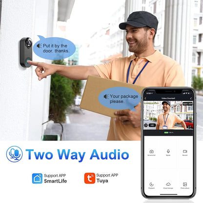 Smart 1080P WiFi Doorbell Camera: Security Intercom with PIR Motion Detection - ZIOR LONDON