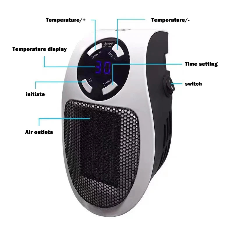 Portable Electric Wall Heater Fan - Compact Home Heating Solution - ZIOR LONDON