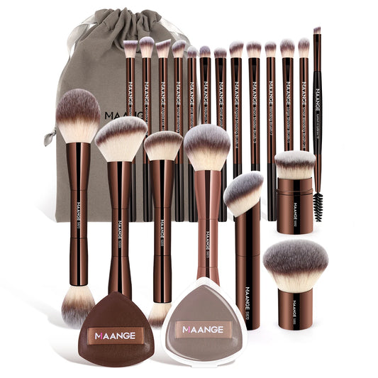 MAANGE 23-Piece Glam Kit: Brushes, Puffs, & Chic Bag! - ZIOR LONDON