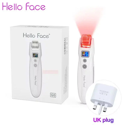 Hello Face Derma Roller G5 - 540 Needle Titanium Roller & EMS LED Light Therapy Device - ZIOR LONDON