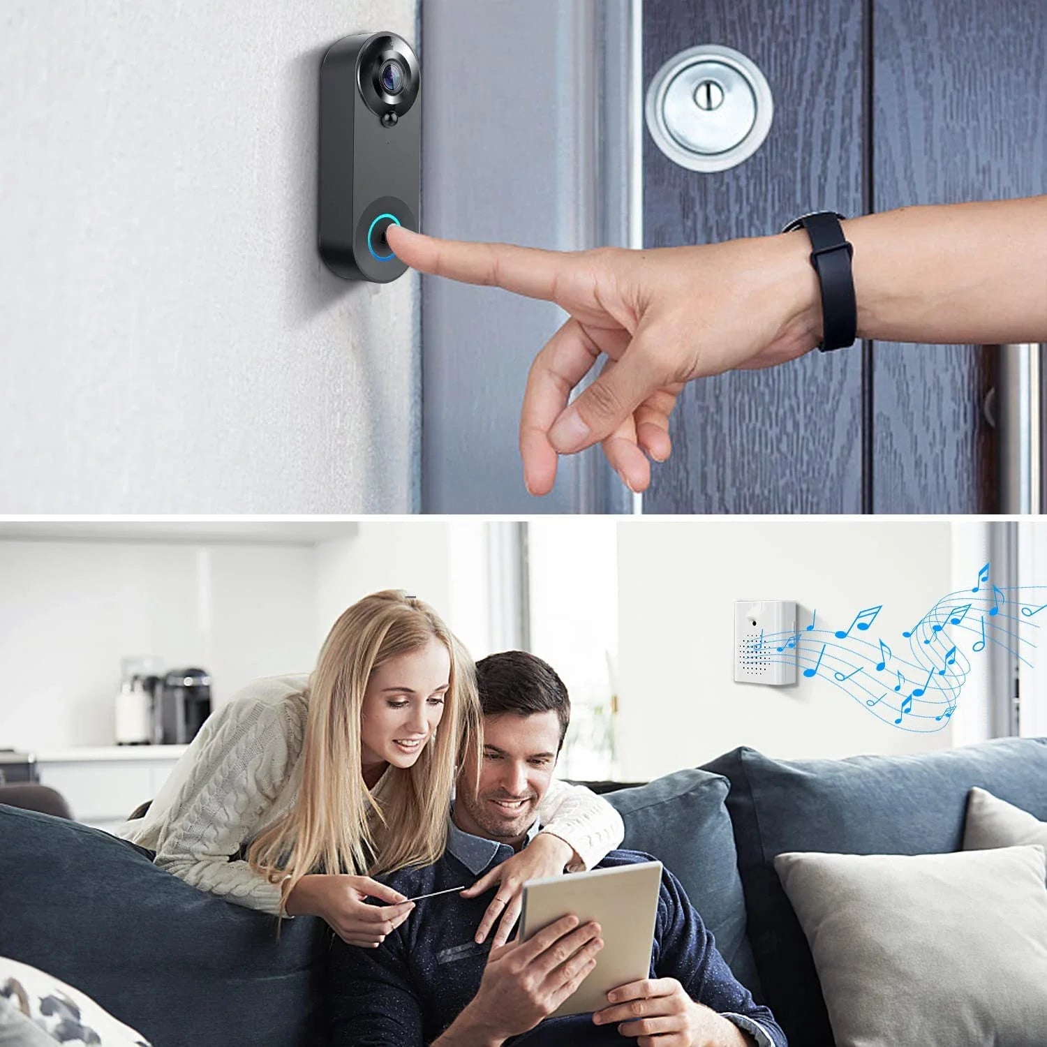 Smart 1080P WiFi Doorbell Camera: Security Intercom with PIR Motion Detection - ZIOR LONDON