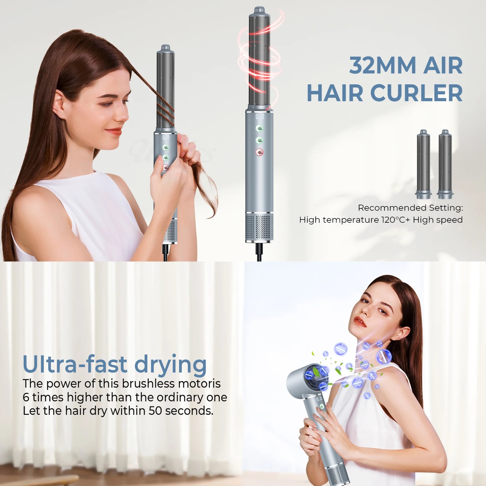 5-in-1 High-Speed Hair Dryer Brush & Curler | Ionic Hot Air Styling Comb - ZIOR LONDON