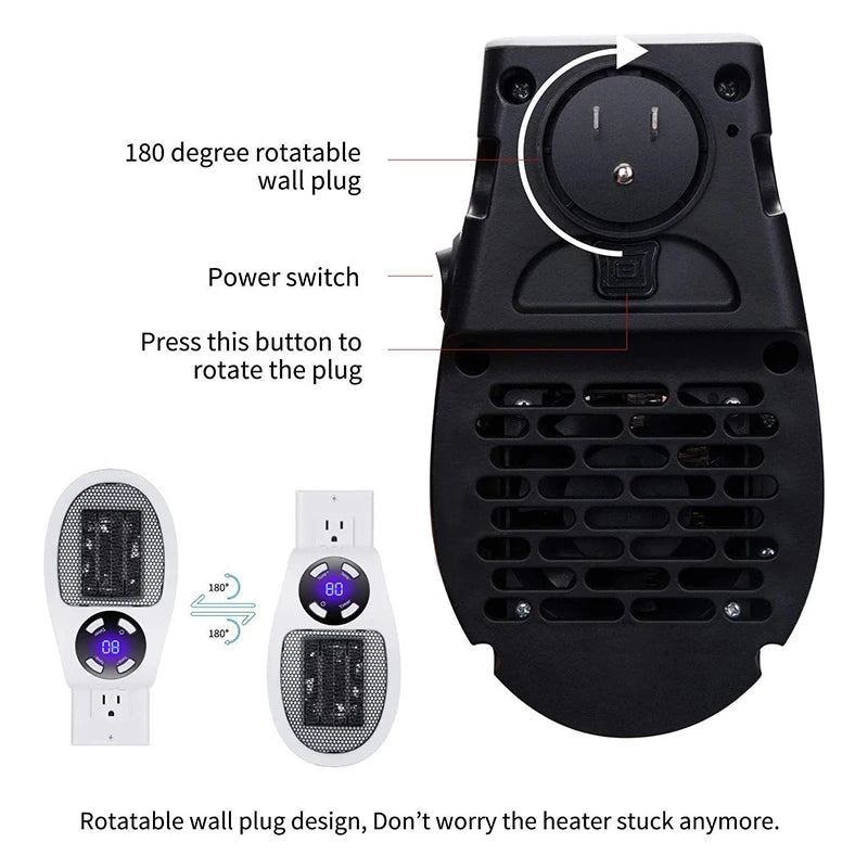 Portable Electric Wall Heater Fan - Compact Home Heating Solution - ZIOR LONDON