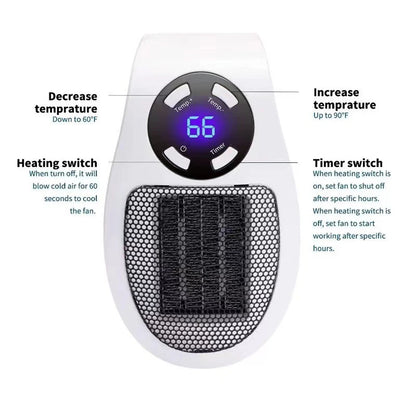 Portable Electric Wall Heater Fan - Compact Home Heating Solution - ZIOR LONDON