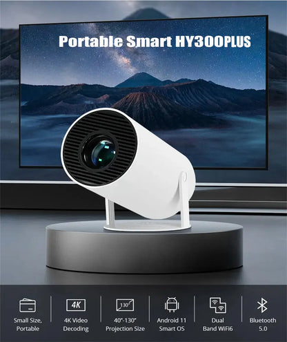 HY300 Plus 4K Mini Projector - 1280x720P HD LED Home Theater with Android - ZIOR LONDON