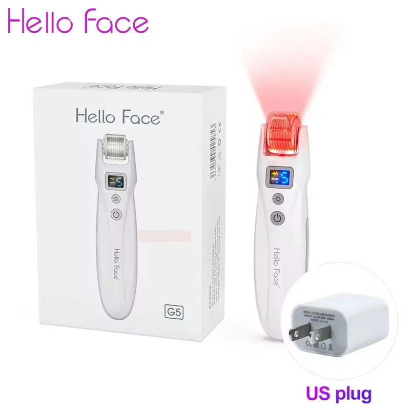 Hello Face Derma Roller G5 - 540 Needle Titanium Roller & EMS LED Light Therapy Device - ZIOR LONDON