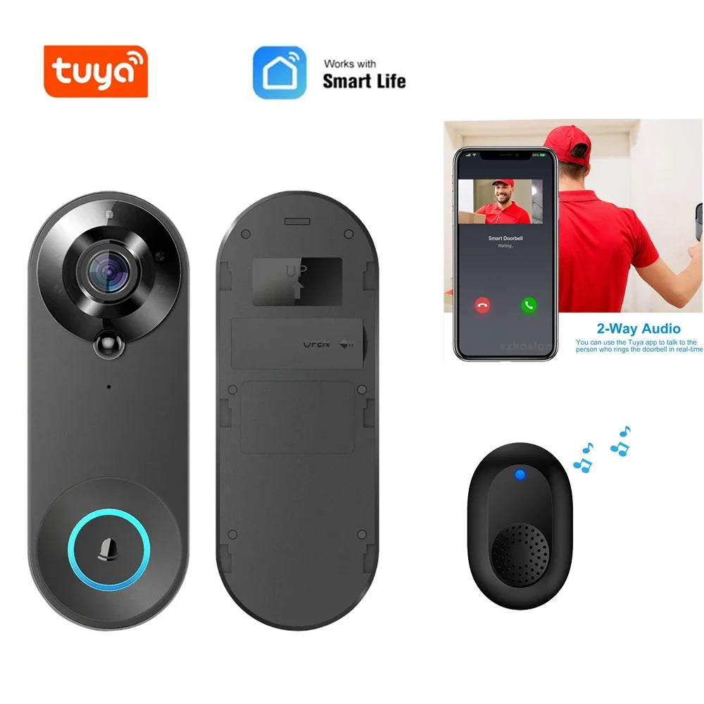 Smart 1080P WiFi Doorbell Camera: Security Intercom with PIR Motion Detection - ZIOR LONDON