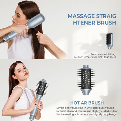 5-in-1 High-Speed Hair Dryer Brush & Curler | Ionic Hot Air Styling Comb - ZIOR LONDON