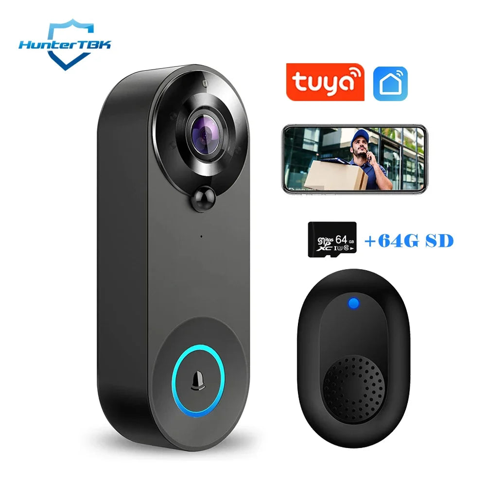 Smart 1080P WiFi Doorbell Camera: Security Intercom with PIR Motion Detection - ZIOR LONDON