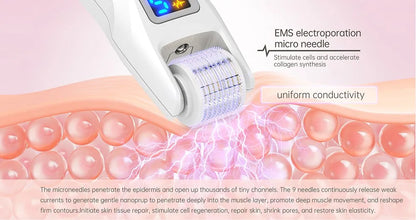 Hello Face Derma Roller G5 - 540 Needle Titanium Roller & EMS LED Light Therapy Device - ZIOR LONDON